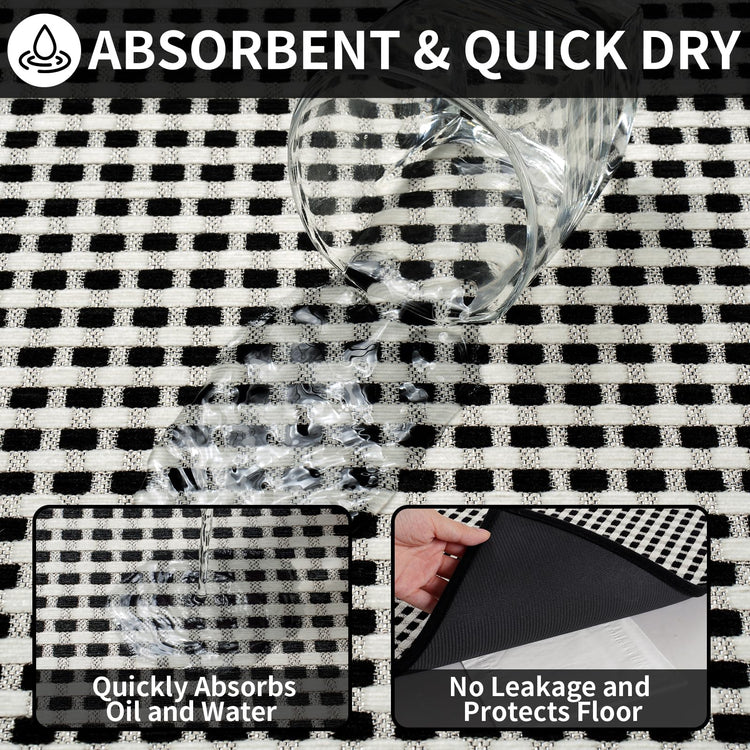 Kitchen Rugs Kitchen Mats for Floor Non Slip Washable Black 17" x47 (5.54 Sq Ft)