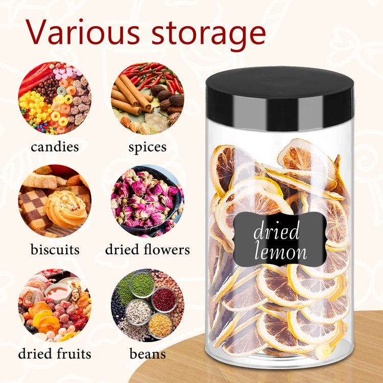 Plastic Jars with Lids 20Pcs 14 oz Clear Plastic Slime Storage Jars Containers with Airtight Leak Proof Black Plastic Screw On Lids Cylinder Clear Round Jar Food Grade Durable PET Jar (20 Count)