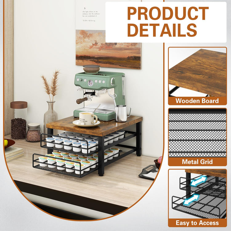 2 Tier Coffee Pod Drawer Holder for K Cup
