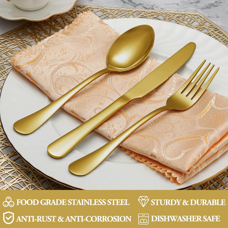 40 Pcs Gold Silverware Set Service for 8 (40 Count)