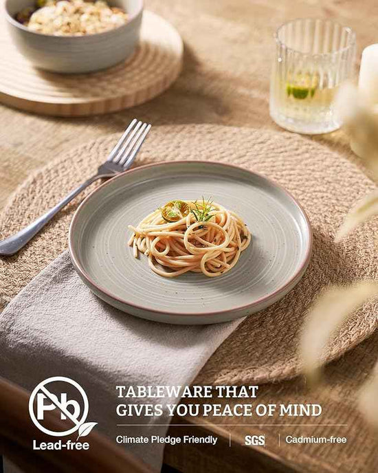 Famiware Meteor Plates and Bowls Sets, 24-Piece Stoneware Dinnerware Sets, Dishes Set for 8, Microwave and Dishwasher Safe Tableware, Matcha Green
