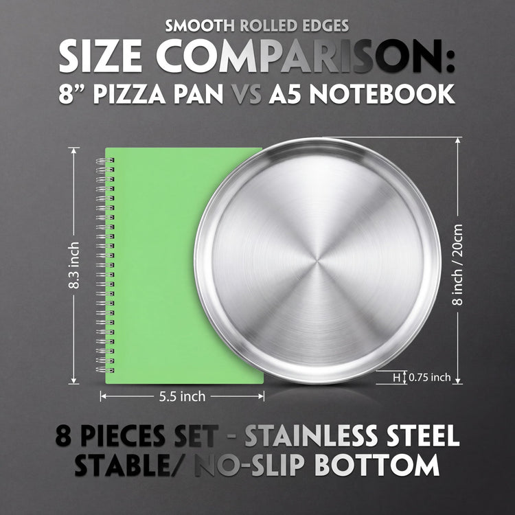 8 Pieces Silver Pizza Pans 8 Inch Bakeware (8 Count)