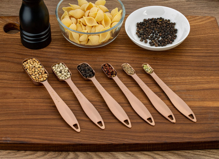 6-Piece 18/8 Stainless Steel Measuring Spoons Set, Rose Gold