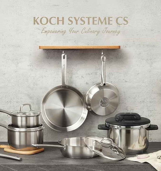 KOCH SYSTEME CS 14 Piece Stainless Steel Cookware Set with Pressure Cooker, Stainless Steel Pressure Cooker with Pots and Pans Set, 18/10 Stainless Steel Cookware Set, Induction Ready