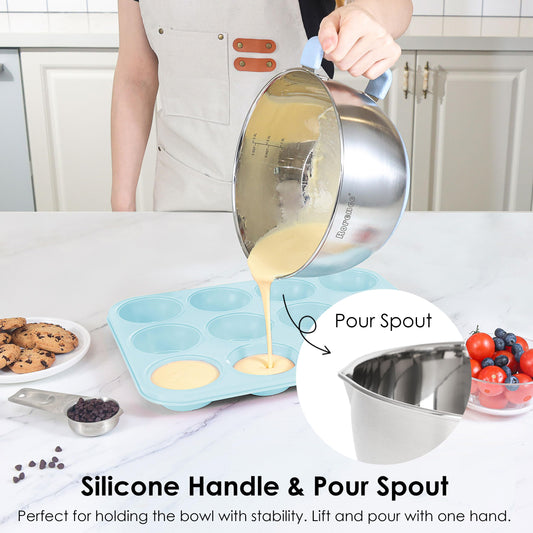 Stainless Steel Mixing Bowls Set with Lids (3 Count)