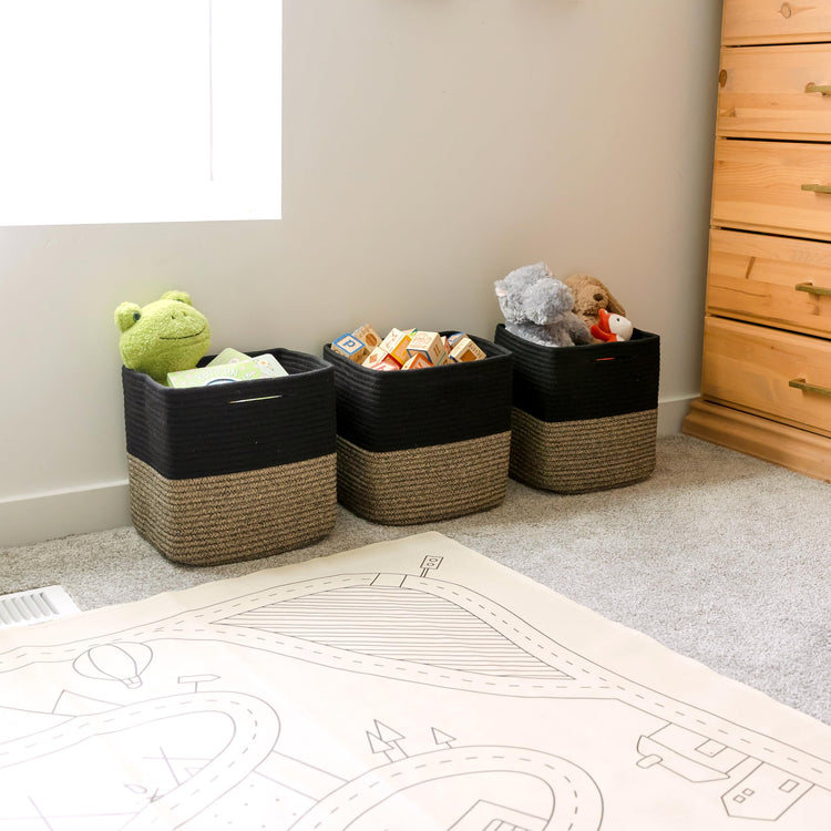 13 Inch Cube Storage Bins Cotton Rope Woven Baskets for Organizing 3 (3 Count)