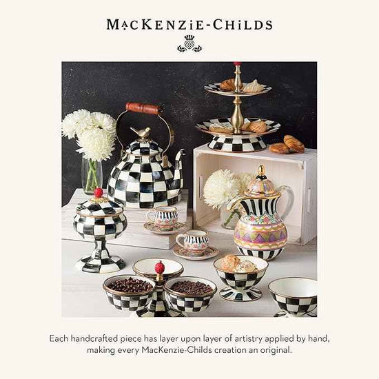 MACKENZIE-CHILDS Enamel Colander, Decorative Kitchen Strainer, Small, Black-and-White Courtly Check