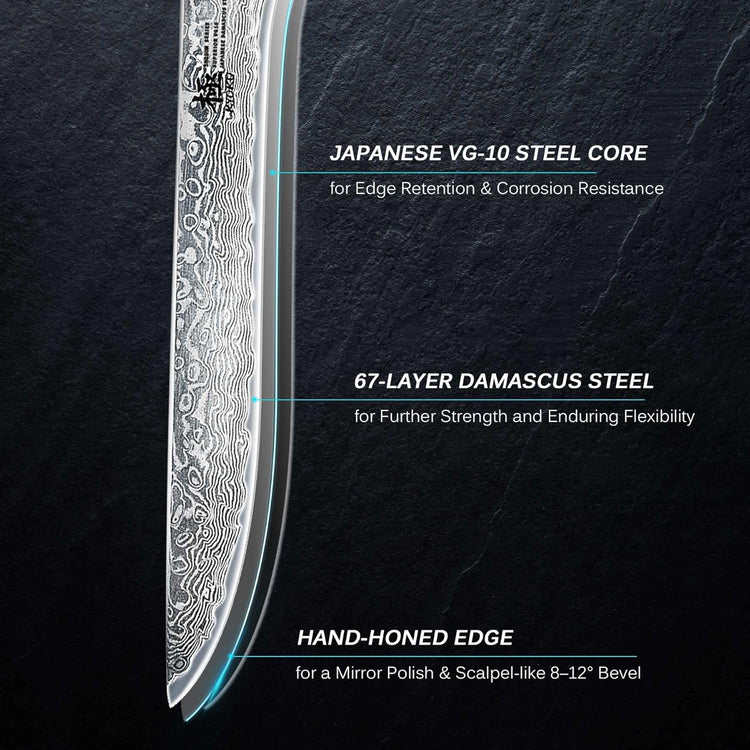 KYOKU Boning Knife - 7" - Shogun Series - Japanese VG10 Steel Core Forged Damascus Blade - with Sheath & Case
