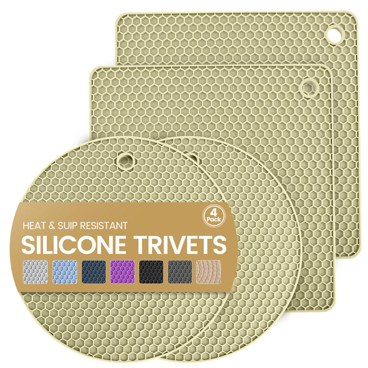 Silicone Trivet Mats 4 Heat Resistant Pot Holders Multipurpose Non