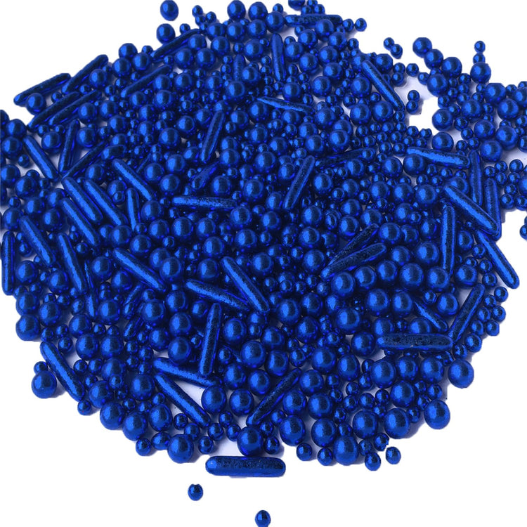 Sprinkles Blue Pearl Sugar Candy Mix Size Baking Cake Decorations Cupcake Toppers Celebrations Shaker Jar Wedding Shower Party (4.2 Ounce)