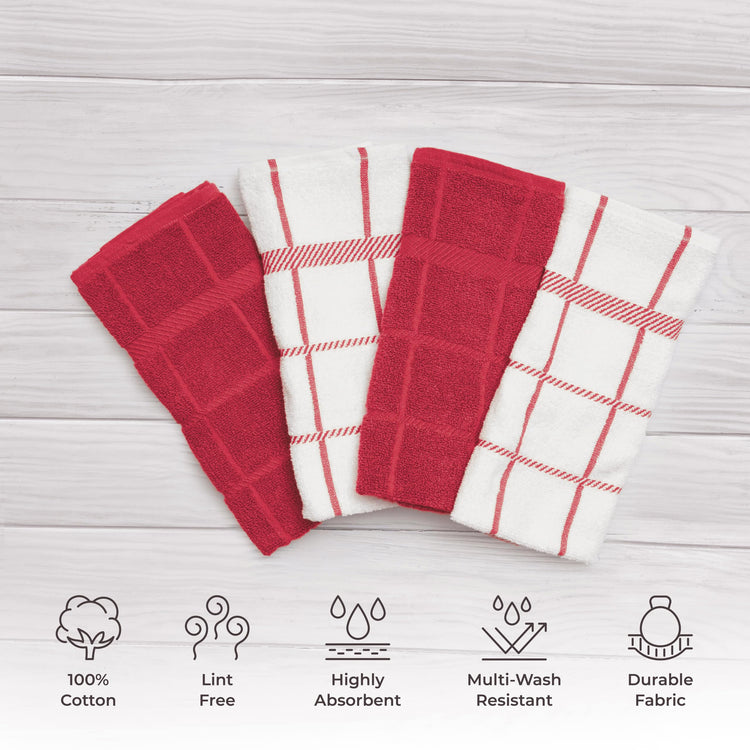 100% Cotton Terry Dish Cloth & Dish Towel (4 Count)