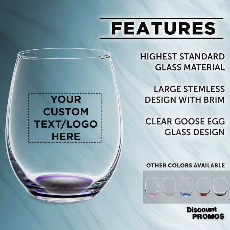 Custom Stemless Wine Glasses in Bulk by ARC Perfection (100 Count)