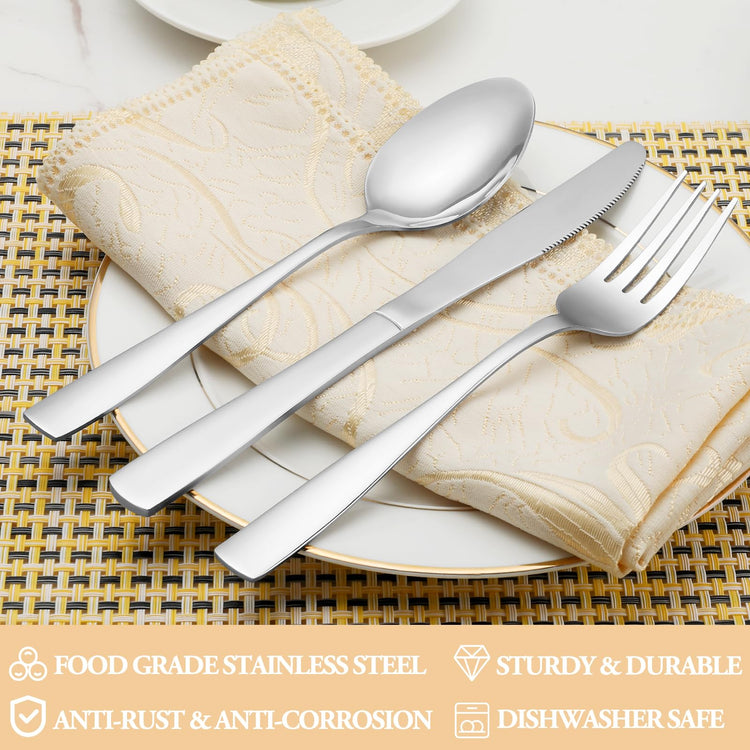 60 Piece Silverware Set Service for 12 (60 Count)