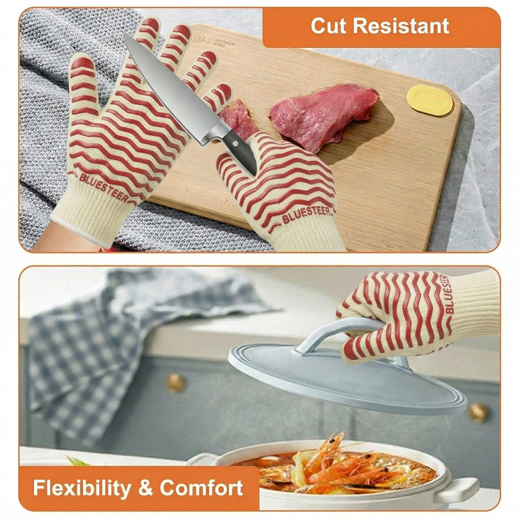 Oven Gloves 932°F Heat Resistant Oven Mitts with Fingers (9.6 Ounce)