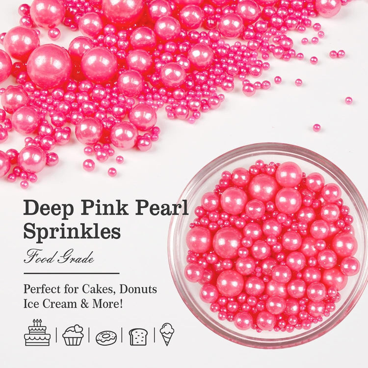 Deep Pink Pearl Sprinkles for Cake Decorating (5.29 Ounce)