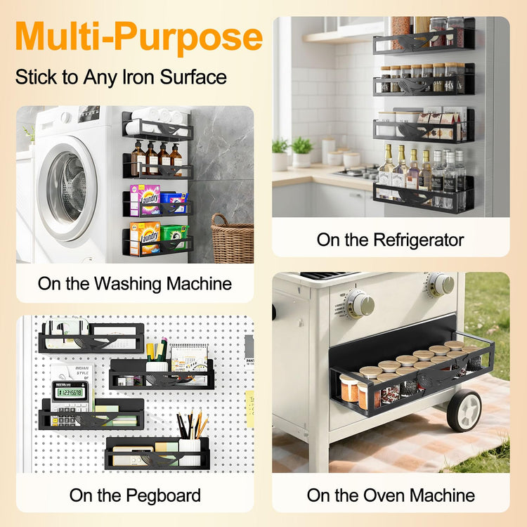 Magnetic Spice Rack for Refrigerator (4 Count)