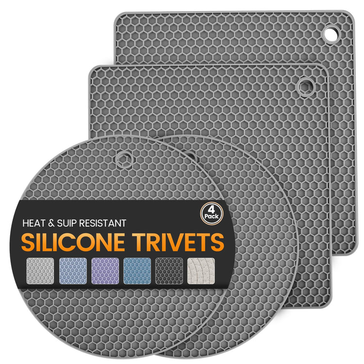 Silicone Trivet Mats 4 Heat Resistant Pot Holders Multipurpose Non