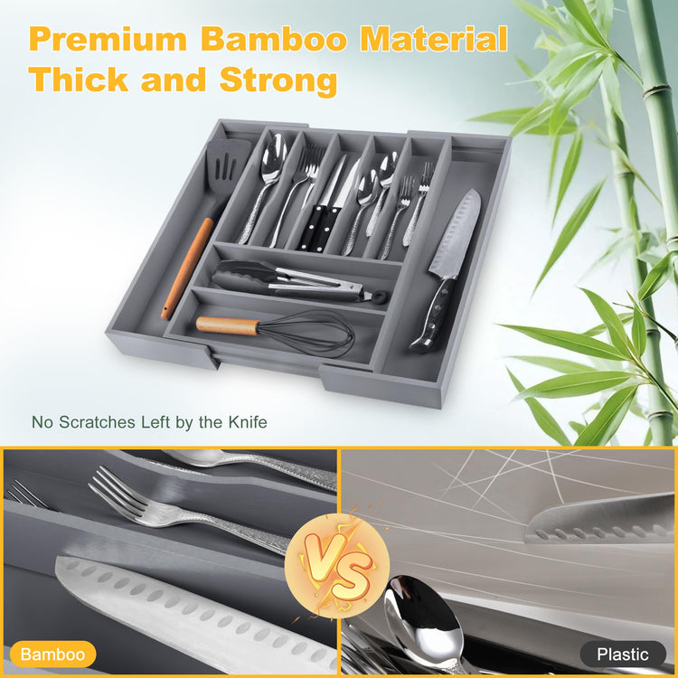 Large Premium Bamboo Silverware Organizer