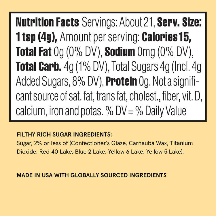 Filthy Rich Fancy Sugar 1 Pack (4.6 Ounce)