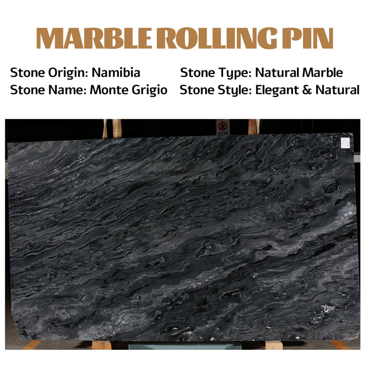 African Natural Grey Marble French Rolling Pin