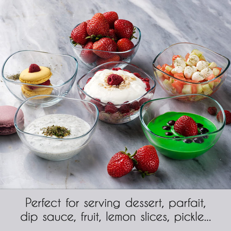 CRYSTALIA Small Glass Bowls for Kitchen Prep (6 Count)