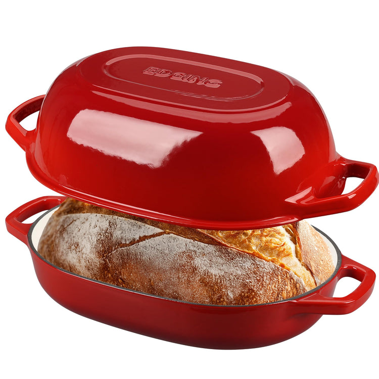 Enameled Cast Iron Oval Dutch Oven Pot with Lid