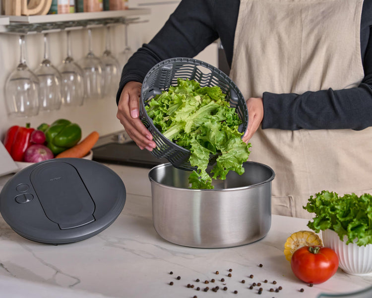 Swift Dry Salad Spinner Stainless Steel Small