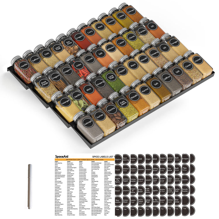 Spice Drawer Organizer with 44 Spice Jars