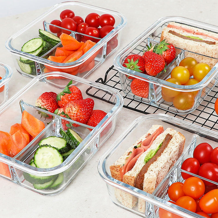 Glass Meal Prep Containers 3 Compartments (5 Count)