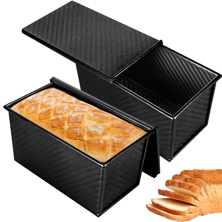 2pack 1LB Black Pullman Loaf Pan with Lid (2 Count)