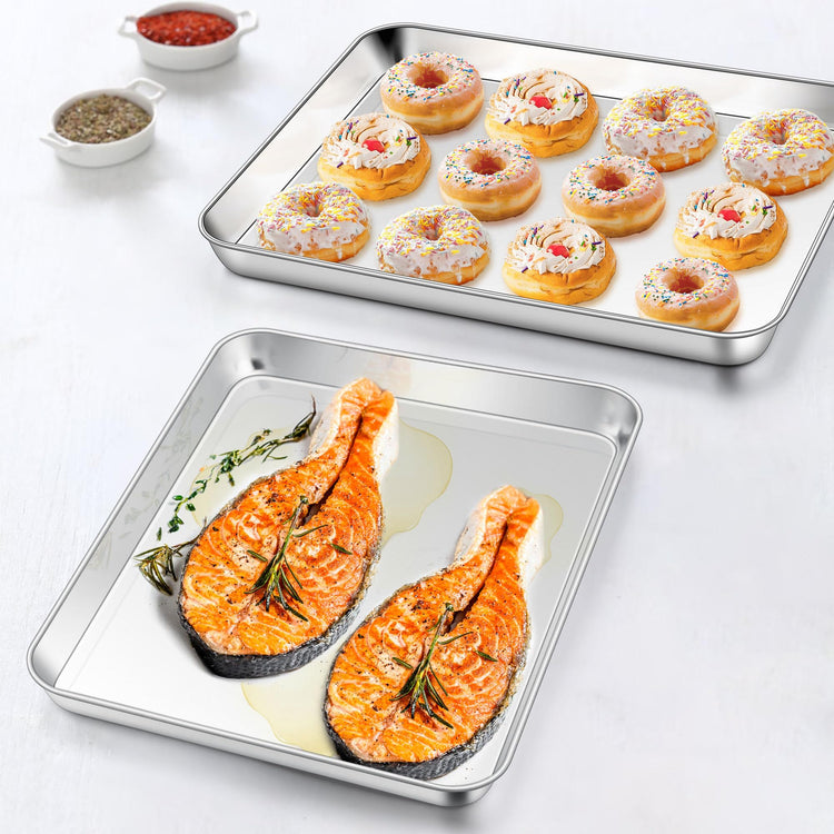 9 x 13 Inch Stainless Steel Quarter Sheet Pan for Toaster Oven (2 Count)