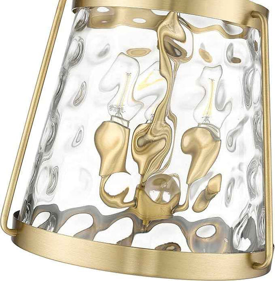 ML Lighting | Adabella Collection | 20403-VB | 3 Light Pendant in Vintage Brass Finish with Clear Hammered Glass Shade | Perfect for Kitchens, Dining Rooms, Living Rooms, Entryways, Hallways