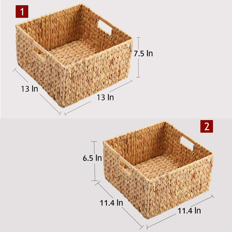 Water Hyacinth Storage Baskets for Organizing (2 Count)
