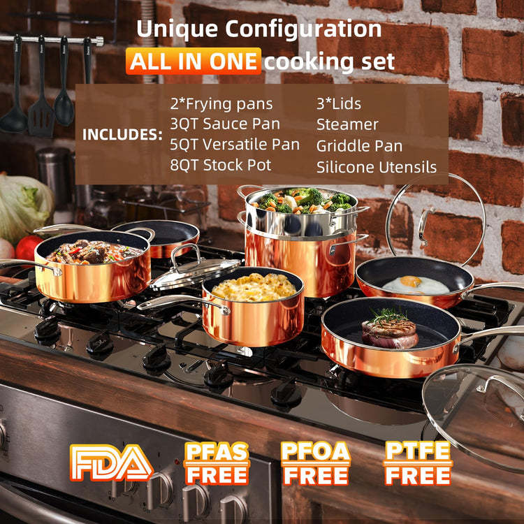Deluxe DUXANO 14PC Healthy Pots and Pan With 9H Anti