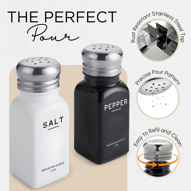 Farmhouse Salt and Pepper Shakers Set with Holder by Brighter Barns (2 Count)