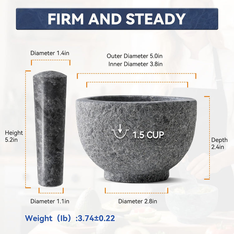 African Natural Granite Mortar and Pestle Set