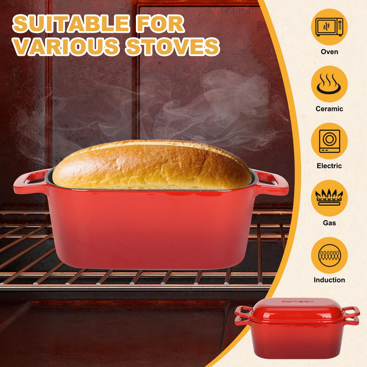 3.6QT Oval Enameled Cast Iron Dutch Oven