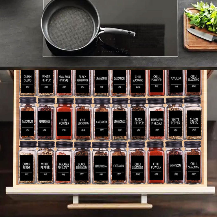 48 Pack Glass Spice Jars with Labels