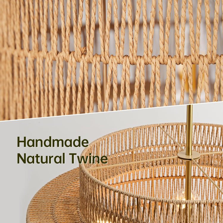 24" Rattan Chandelier for Dining Room