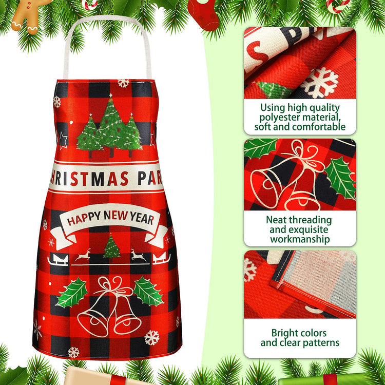 4 Pcs Christmas Aprons Waterproof for Women Men (4 Count)