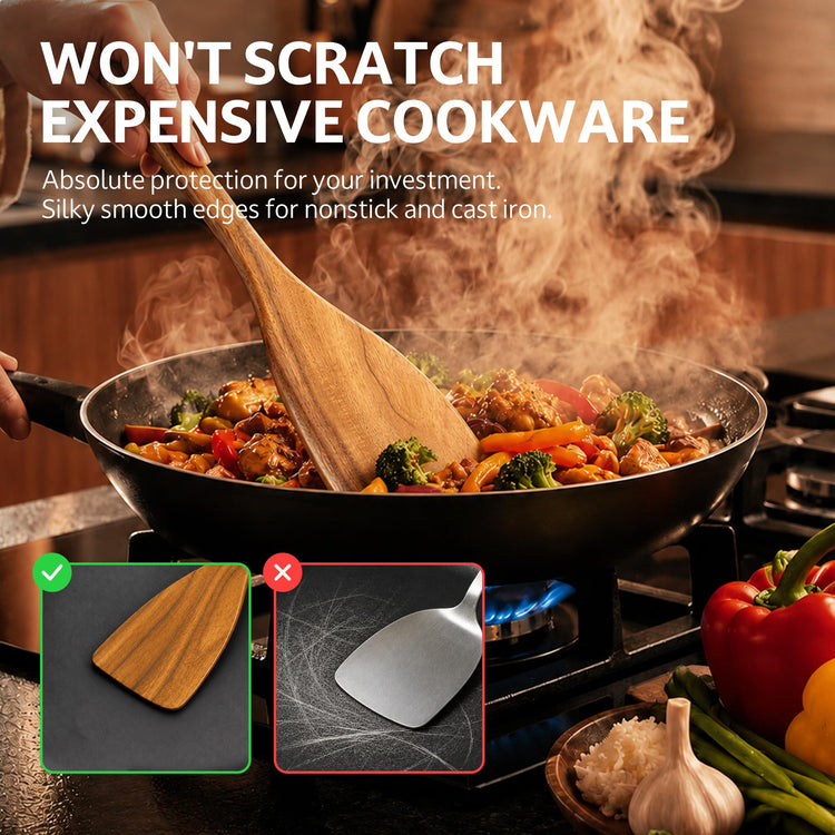 6 Piece Teak Wood Cooking Utensil Set (6 Count)