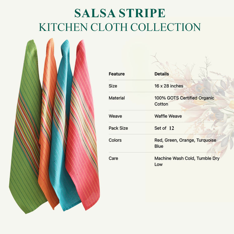 Salsa Stripe Kitchen Dish Towels (12 Count)