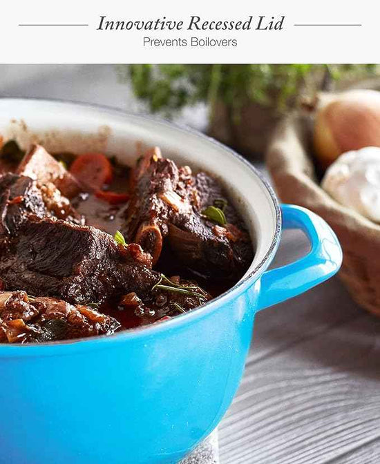 Merten & Storck 7QT Round Dutch Oven Casserole Pot with Lid, European Crafted Enameled Iron Stockpot, Induction & All Cooktops, Braising, Stews, Roasting, Slow Cooking, Sourdough, Caribbean Blue