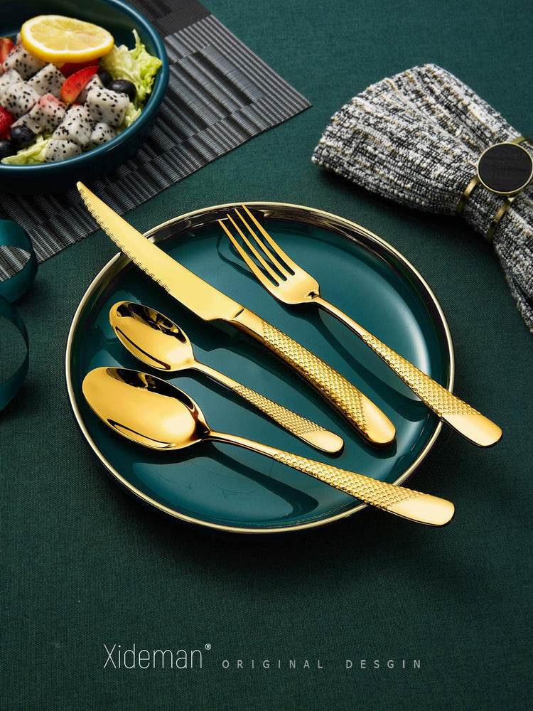 16 Piece Luxury Gold Hammered 18 (4 Count)