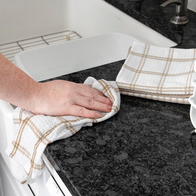 T-fal Premium Waffle Dish Cloths: Highly Absorbent, Super Soft Long Lasting - 100% Cotton, 12"x13" Towel for Cleaning & Drying, (12-Pack), Sand - Nestoria