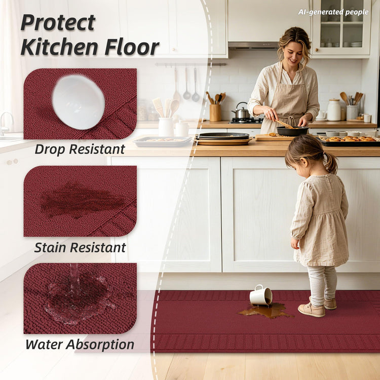 Kitchen Rugs Non Slip Washable 2PCS (15.83 Sq Ft)