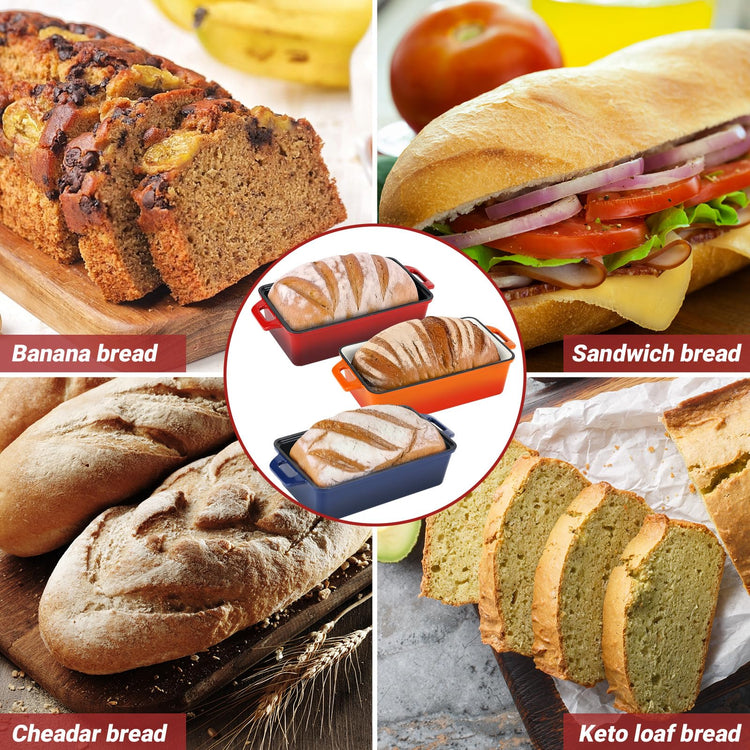 2 in 1 Enameled Cast Iron Bread Pan with Lid