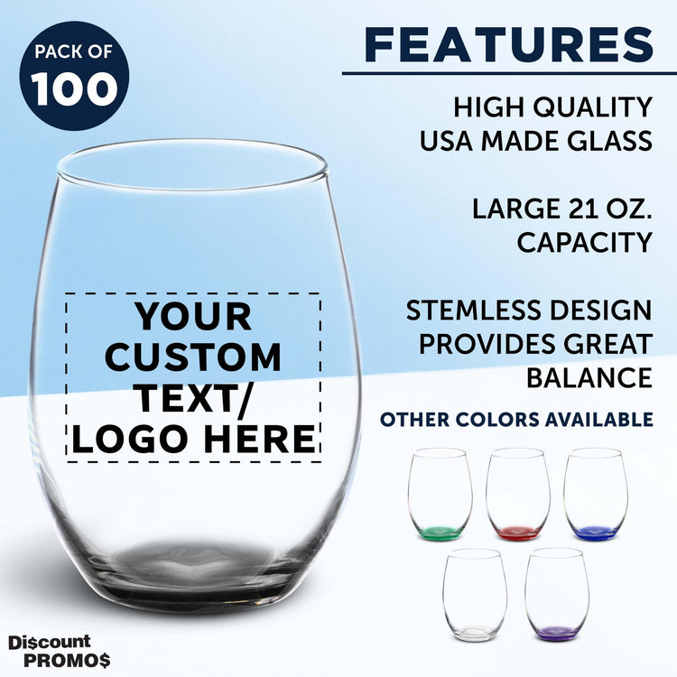 100 ARC Stemless Wine Glasses Set (100 Count)