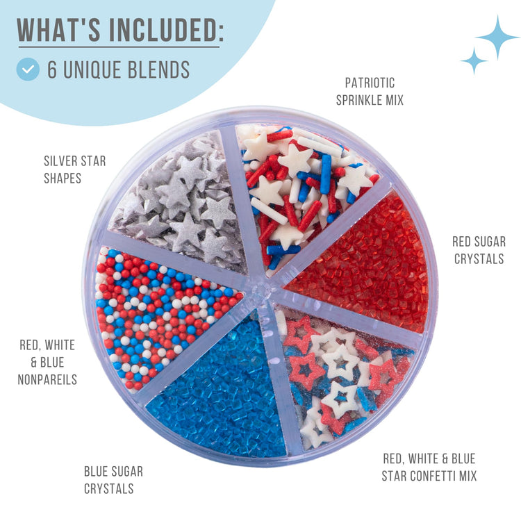 4th of July Sprinkles 6 Cell Jar (6.07 Ounce)