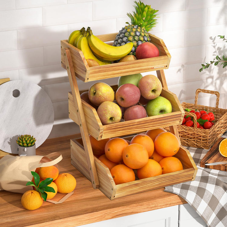 Wooden 3 Tier Fruit Basket